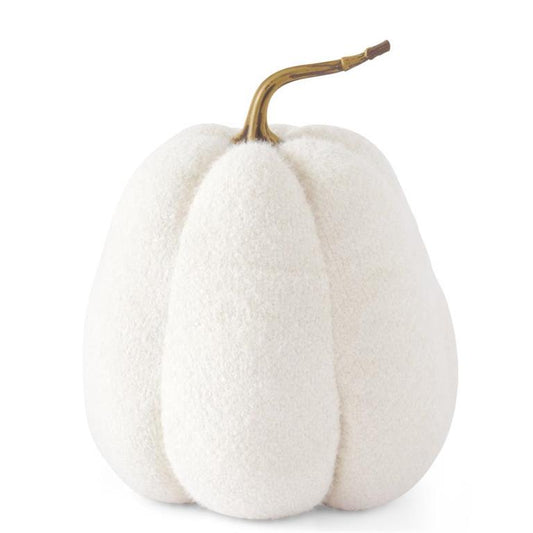 10.75 Inch Fuzzy White Knit Gourd w/Resin Stem