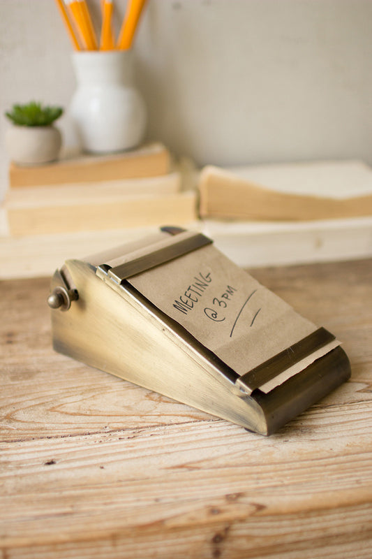 Desktop Note Roll In Antique Brass Dispenser