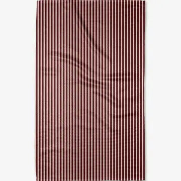 Geometry Tea Towel-Cranberry Stripes