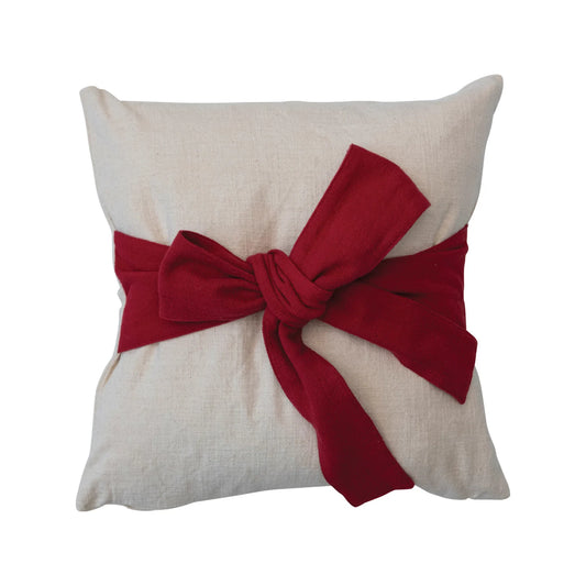 Cream Pillow with Bow