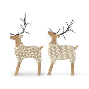 Resin Deer in Sweaters (Set of 2)