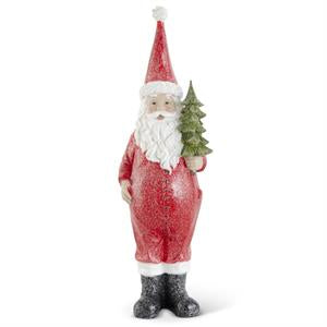 Resin Glittered Santa Holding Tree