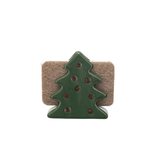 Tree Stoneware Sponge Holder with Sponge