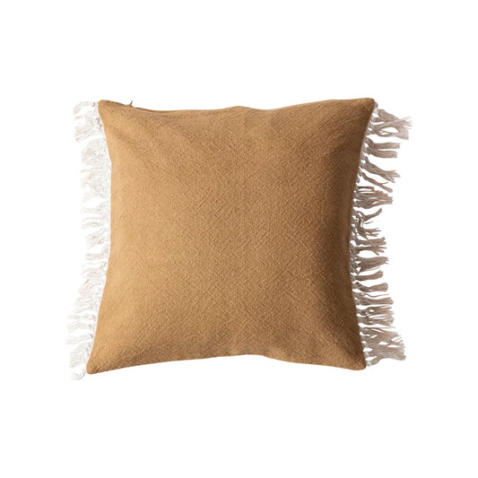 20" Square Cotton Pillow with Fringe