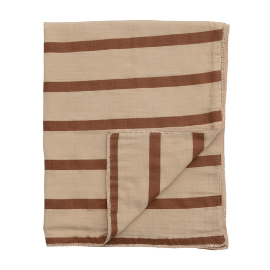 Cotton Double Cloth Printed Baby Blanket-Brown