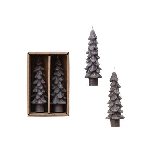 Unscented Tree Shaped Taper Candles-Pewter